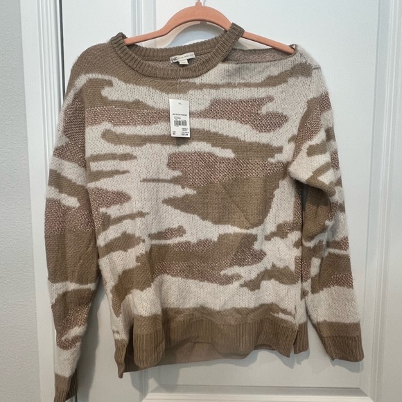Cato Cream and Tan Crew Neck Sweater - Picture 1 of 3